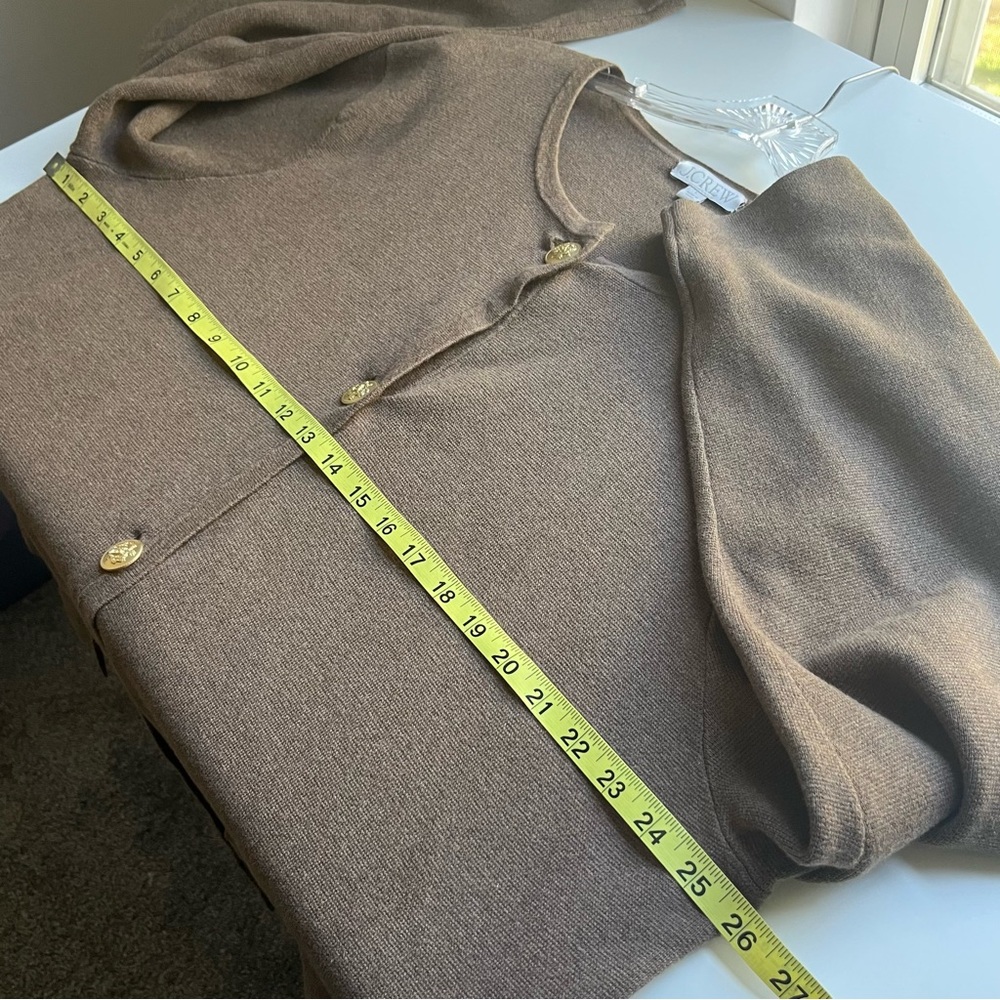 J Crew Giselle Long Sweater Blazer Brown Gold Buttons Old Money Preppy Large - Picture 9 of 10